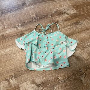 Janela Bay Crop Swim Top Mint Floral